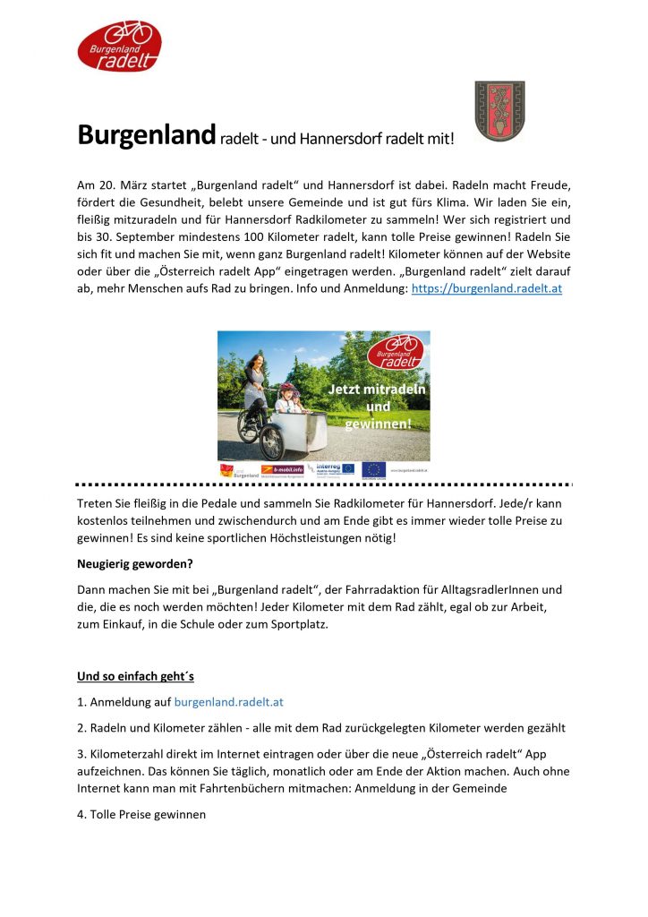 Burgenland radelt – und Hannersdorf radelt mit! – Gemeinde